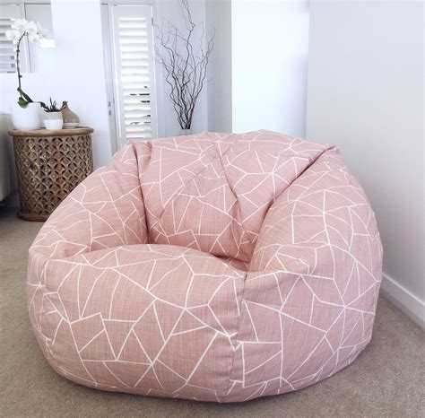 blush pink bean bag chair.